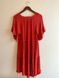 Umgee Burnt Orange Dress with Ruffle Sleeve