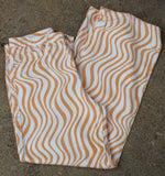 Zara Size 10 Orange and White Wavy Print Pant