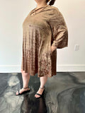 Boutique brand crushed velvet gold dress with pockets