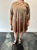 Boutique brand crushed velvet gold dress with pockets