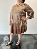 Boutique brand crushed velvet gold dress with pockets